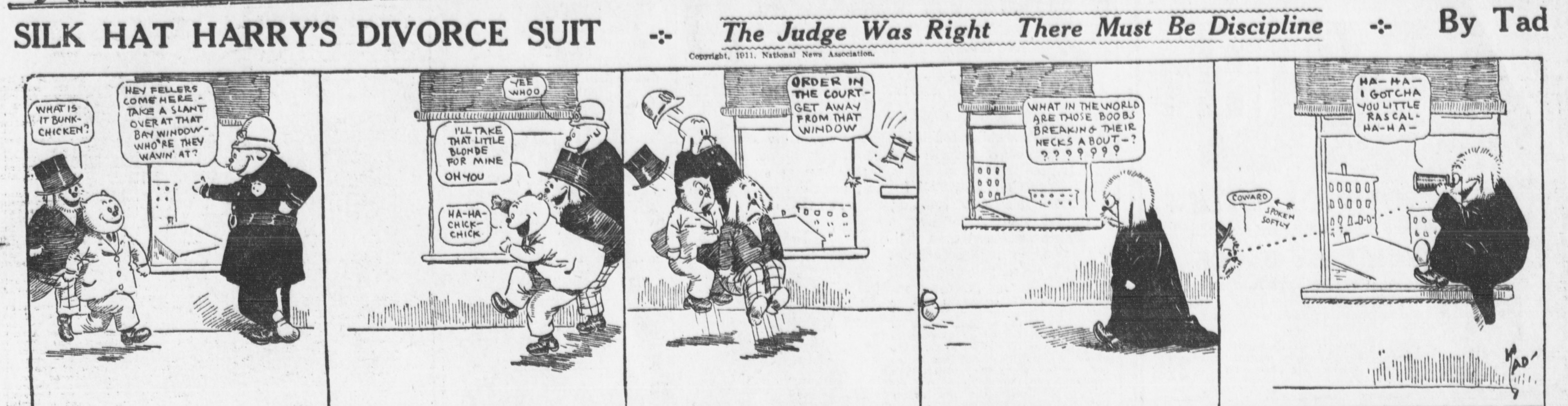 Cartoon-Illustration eines Mannes in einem schwarzen Anzug mit weißem Hemd und schwarzer Krawatte und einer Frau in einem eleganten Kleid mit einem schwarzen Schal, beide mit ernsten Gesichtern, beschriftet mit 'Scheidungsklage'.