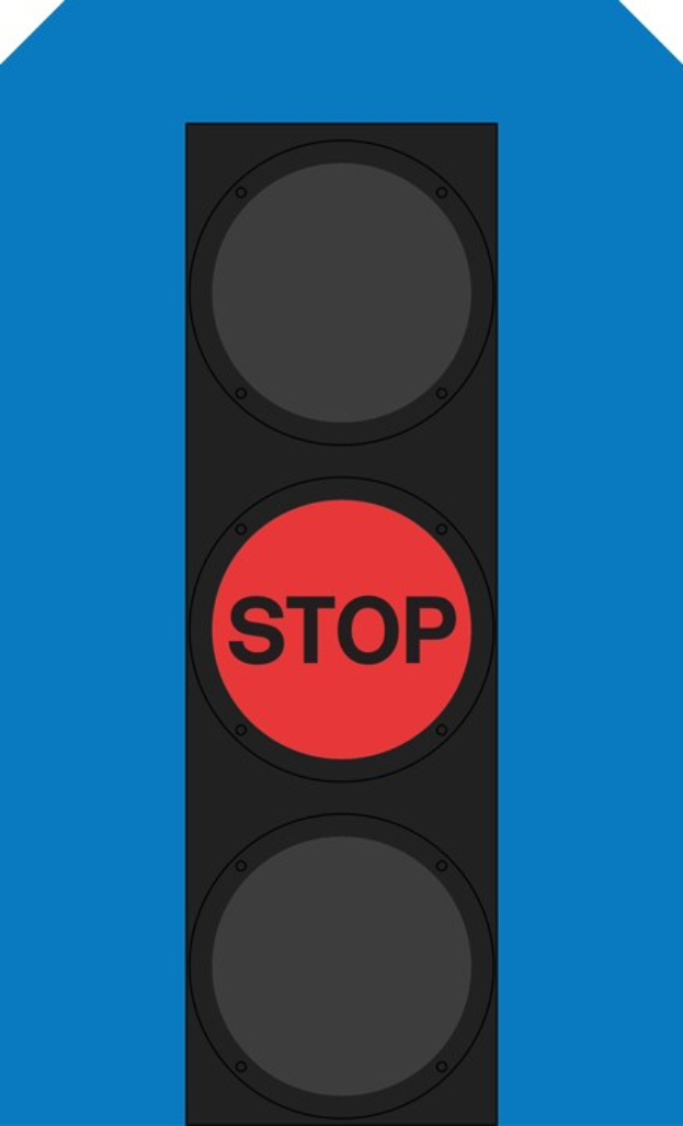 Ampel mit rotem Haltesignal vor einem blauen Himmel.