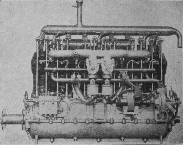 Schwarz-weiß-technische Zeichnung eines Dieselmotors mit sichtbaren Innenkomponenten und Text unten.