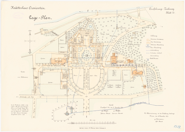 Eine detaillierte Karte von Köln, Deutschland, mit einer Zeichnung eines Gebäudes auf einem Stück Papier, begleitet von Text, der Informationen über die Geschichte, Kultur und Sehenswürdigkeiten der Stadt liefert.