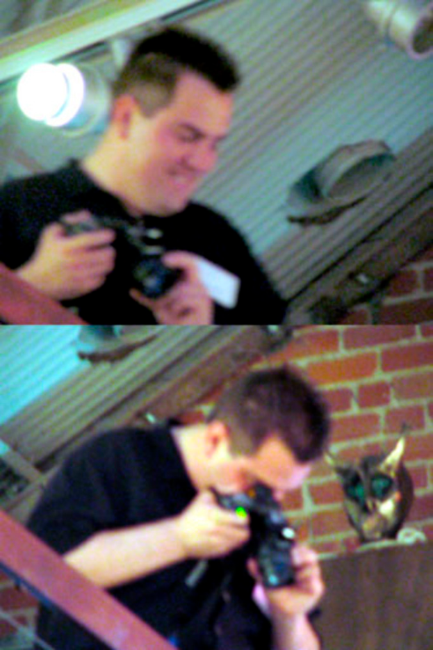 Ein Collage von Männern mit Kameras in den Händen.