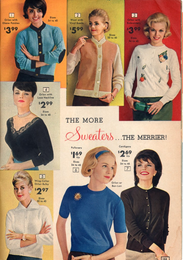 Ein Collage mit verschiedenen Frauen in unterschiedlichen Kostümen, jede begleitet von Text und Geldbeträgen.