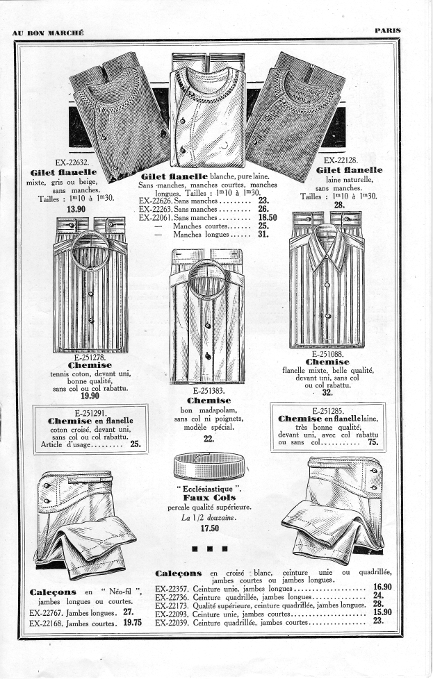 Eine Magazinseite mit einer Vielfalt an Shirts und Hosen mit einzigartigen Designs und auffälligem Text, die ordentlich angeordnet sind und sich überschneiden, mit einer Reihe von Farben von hell bis dunkel und detaillierten Designs.