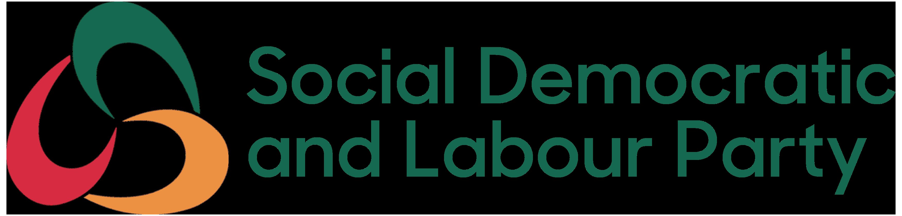 Ein weißer Hintergrund mit zentrierter fetter schwarzer Schrift, die "Sozialdemokratische Partei Deutschlands" angibt, umgeben von einem schmalen schwarzen Rand.